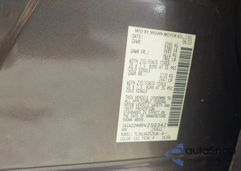 2015 Nissan Murano Platinum from USA, damaged, VIN 5N1AZ2MH8FN250342